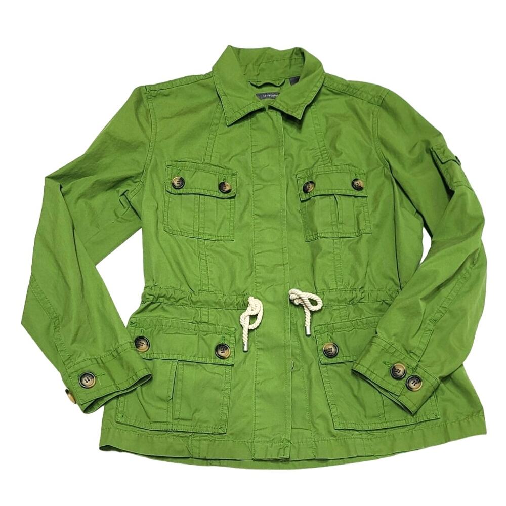 Liz Claiborne Kelly Green cotton trench jacket women's medium - Picture 1 of 6